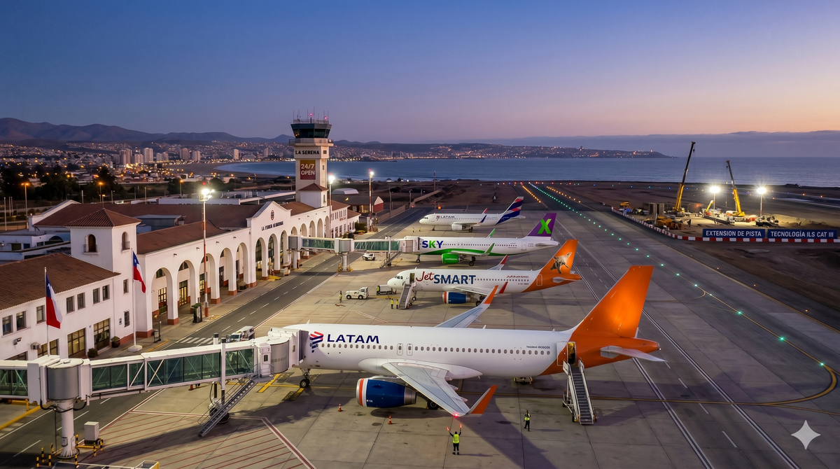 Región de Coquimbo: aerolíneas valoran extensión de horario en el Aeropuerto de La Serena.