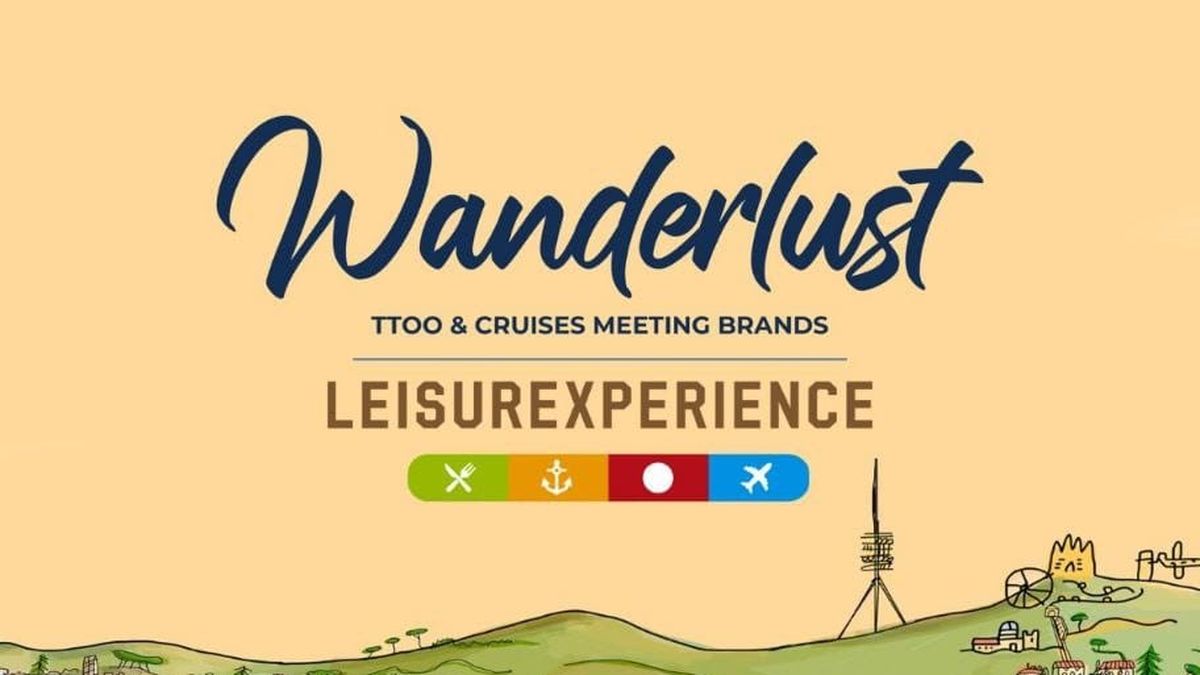 Cartel de la segunda edición del Wanderlust Meeting Brands by Club Of Course, un encuentro profesional especializado en cruceros.