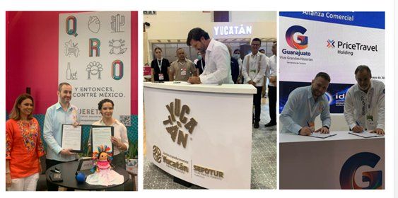 PriceTravel Holding firmó alianzas con Querétaro, Guanajuato y Yucatán durante el Tianguis Turístico Acapulco 2022.