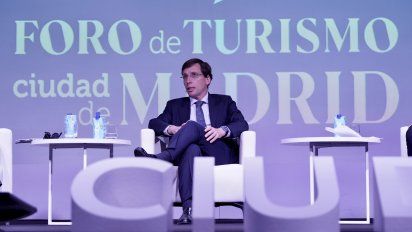 El alcalde de Madrid, José Luis Martínez Almeida en el Foro de turismo Ciudad de Madrid.