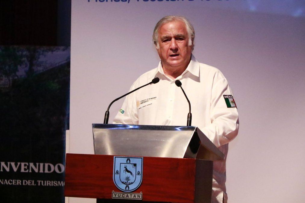 Miguel Torruco Marqués durante la conferencia de cierre del Tianguis Turístico 2021.    