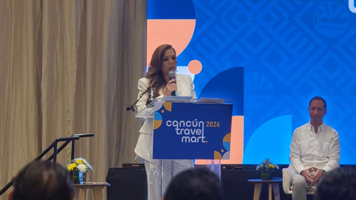 La gobernadora de Quintana Roo, Mara Lezama, en la inuaguración del Cancún Travel Mart.
