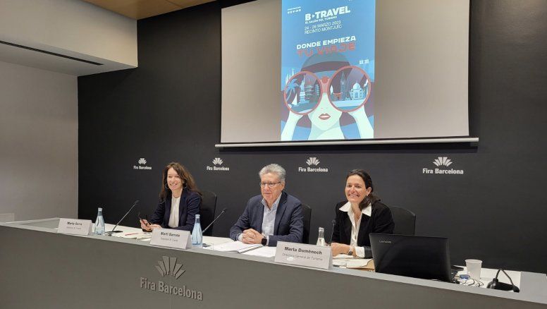 Martí Sarrate, presidente de B-Travel y Marta Domènech, directora general de turismo.