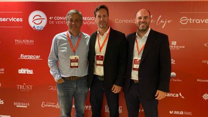 Ignacio Aguilar, presidente de Travel Services; Federico Rovida, gerente comercial; y Pablo Aperio, CEO; fueron los maestros de ceremonia.