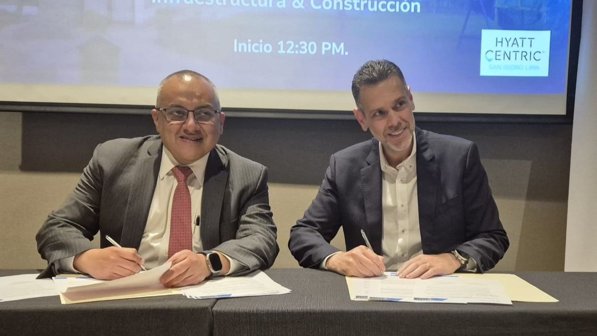 Elconvenio de cooperación mutua fue firmado por el presidente de la SociedadHoteles del Perú (SHP), Ignacio Mendoza y el director ejecutivo de la SociedadNacional de Construcción e Infraestructura, César Candela. - Ladevi Medios y Soluciones Elconvenio de cooperación mutua fue firmado por el presidente de la SociedadHoteles del Perú (SHP), Ignacio Mendoza y el director ejecutivo de la SociedadNacional de Construcción e Infraestructura, César Candela.