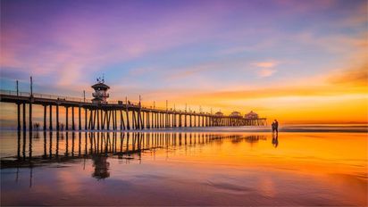El famoso muelle de Huntington Beach es uno de los más largos del planeta.