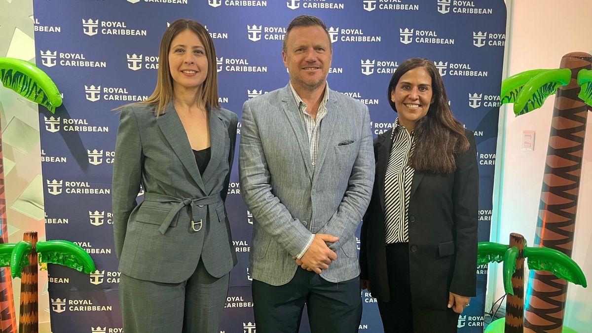 Los directivos de Royal Caribbean que participaron en la conferencia de prensa.&nbsp;