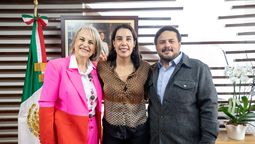 Nathalie Desplas, Josefina Rodríguez Zamora, titular de Sectur; y Sebastián Ramírez Mendoza.