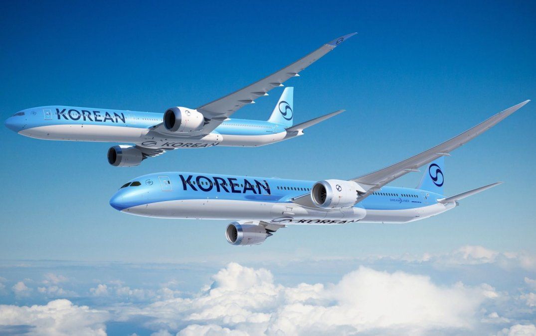 Imagen renderizada de un B-777X y un B-787 de Korean Air
