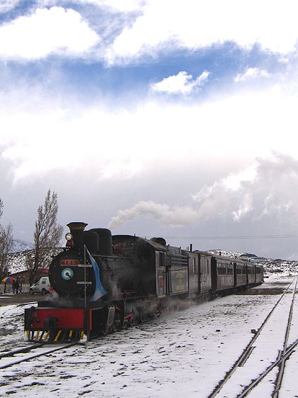 La Trochita atraviesa un verdadero paisaje patagónico.