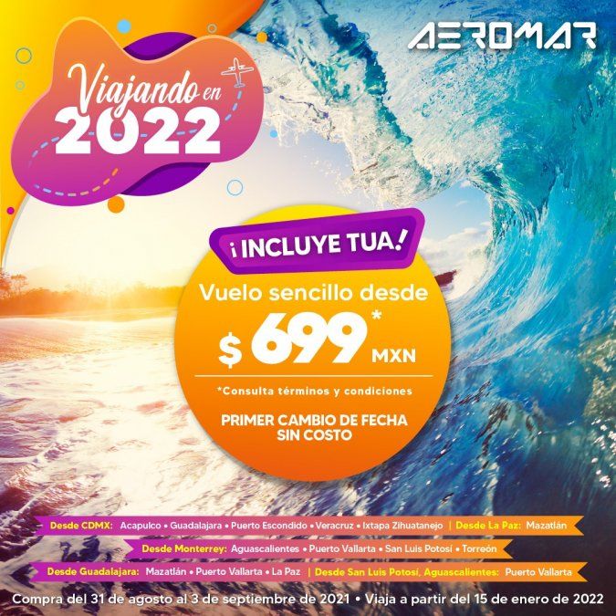 Ofertas en destinos nacionales de Aeromar.