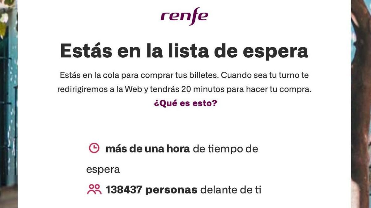 Lista de espera virtual de Renfe.&nbsp;