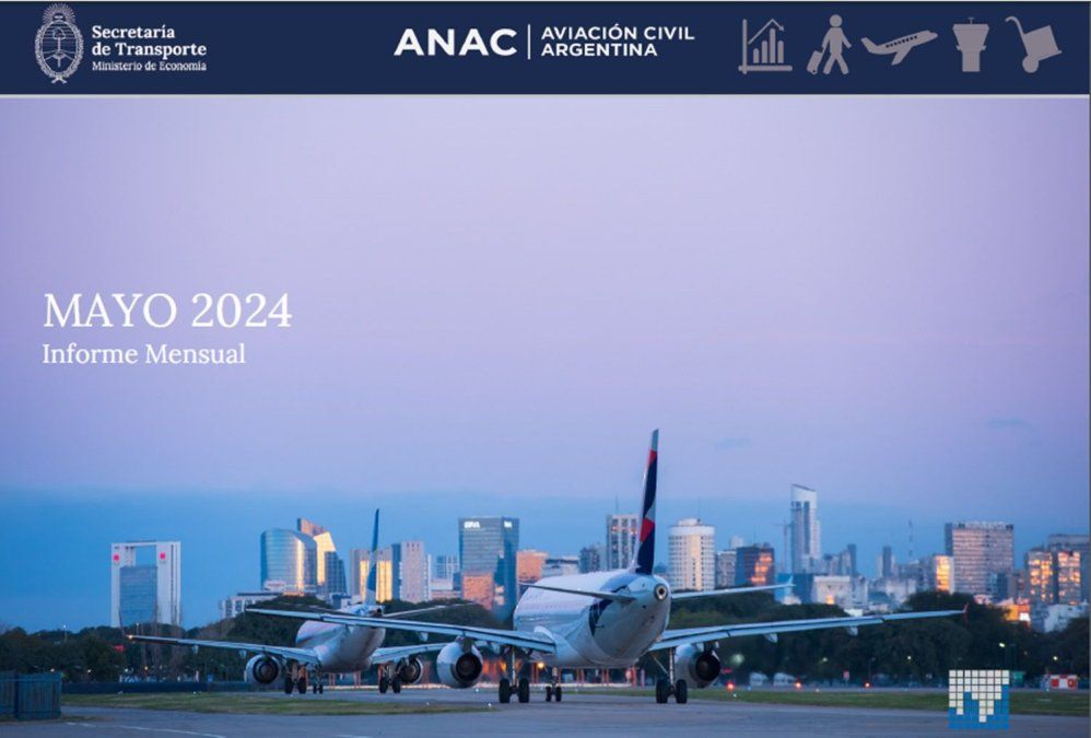 Informe estadístico de ANAC sobre el transporte aéreo en mayo de 2024.