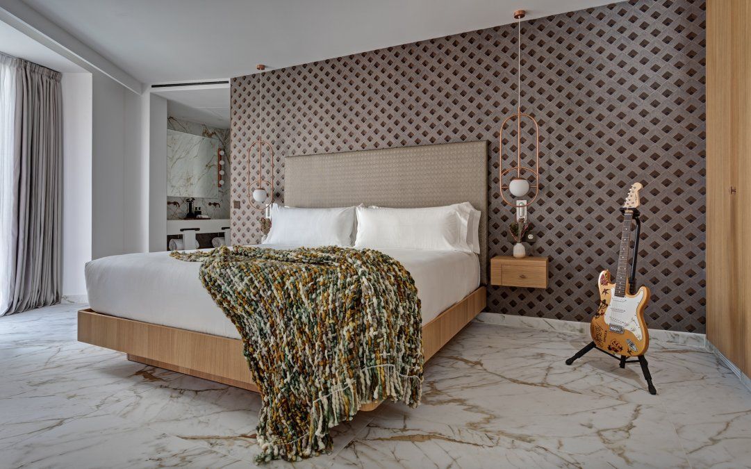 Una de las habitaciones del UMusic Hotel en Madrid.