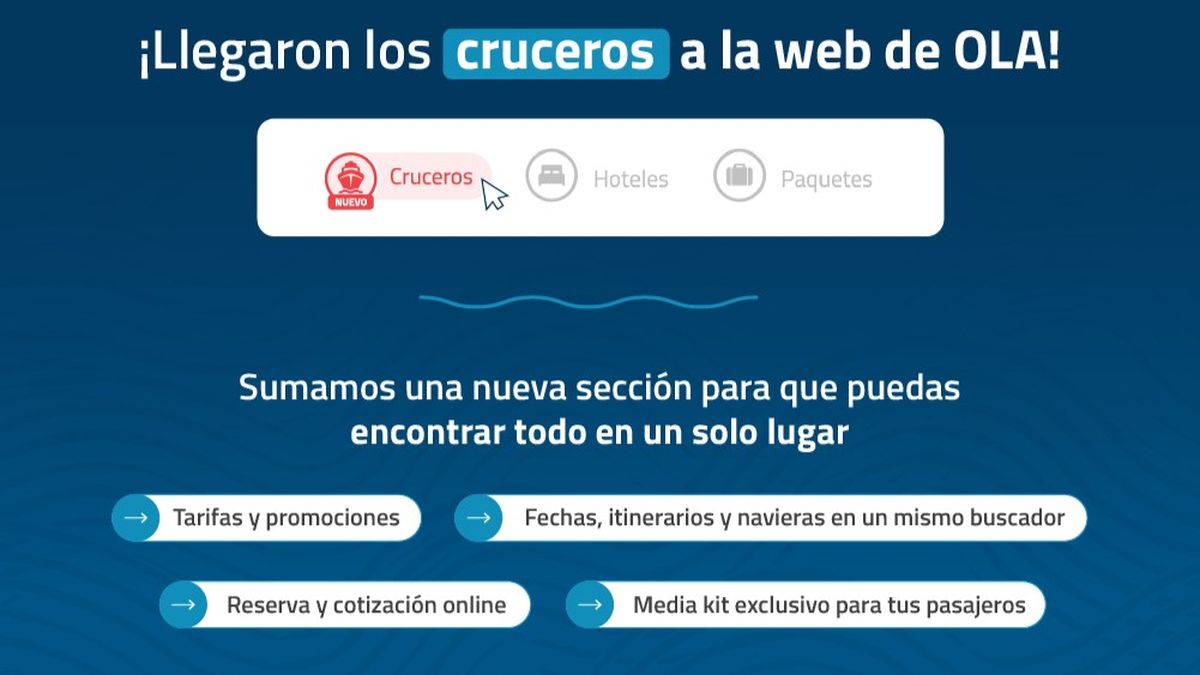Ola Mayorista de Turismo incorporó a su página web el botón de cruceros.&nbsp;