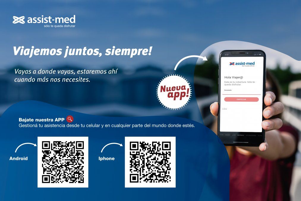 La app de assist-med es ideal para la autogestión del pasajero en viaje.