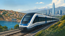 Ilustración referencial del proyecto de tren Santiago–Valparaíso, iniciativa clave para fortalecer la conectividad interregional.