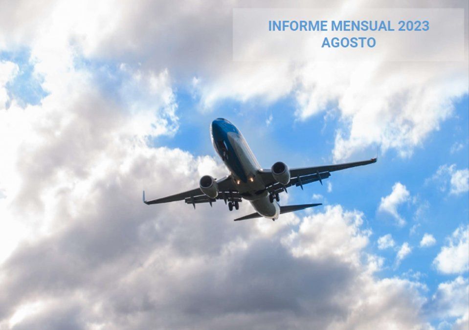 La cubierta del Informe de Transporte Aéreo de agosto de 2023, de la ANAC.