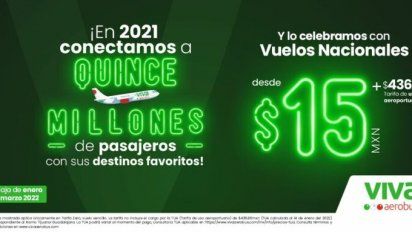 Viva Aerobus ofrece tickets aéreos por $ 15 en rutas nacionales.