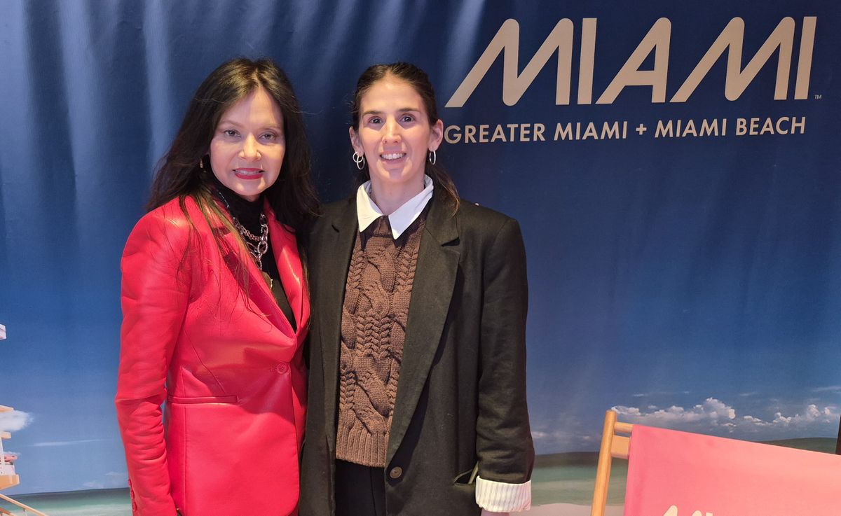 Carolyn Corrigan y Lucía Mustafá en el evento realizado en Buenos Aires por Greater Miami + Miami Beach.&nbsp;