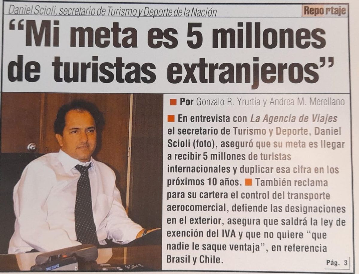 Daniel Scioli y Germán Pérez en una entrevista exclusiva con Gonzalo Yrurtia, directo de Ladevi Medios y Soluciones, en abril de 2002.