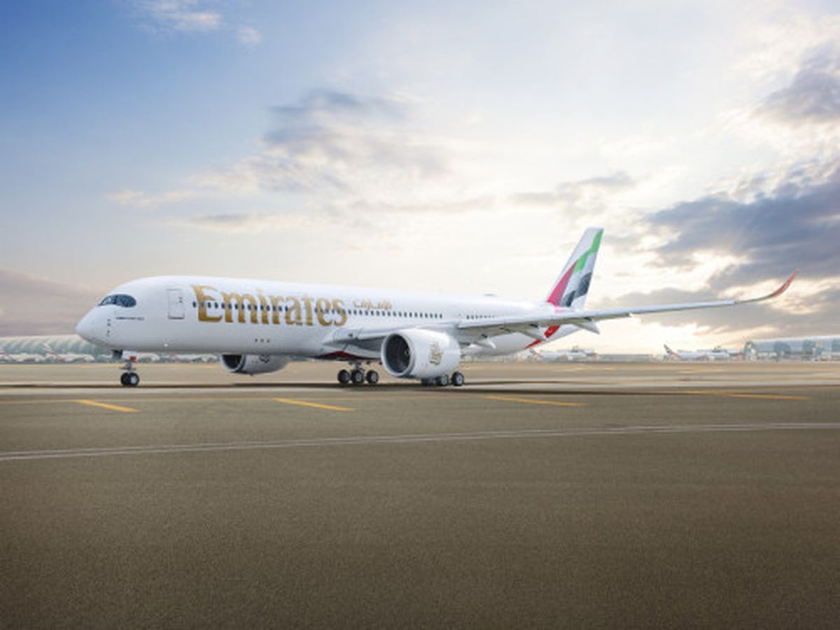 El primer Airbus A350-900 que se acaba de unir a la flota de Emirates.