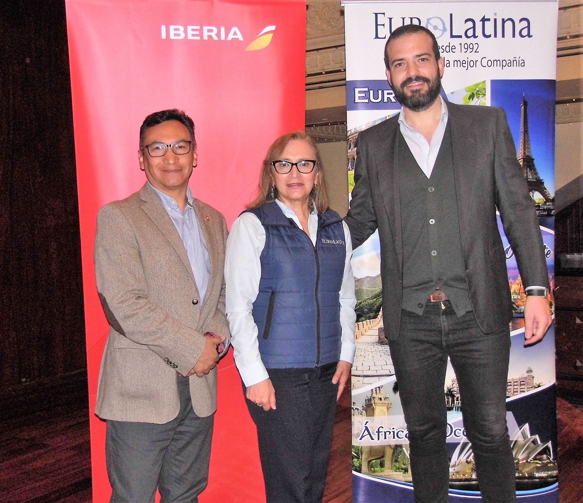 Diego Trujillo (Iberia), Cecilia Pérez (Eurolatina) y Alberto Ramos (Wamos Circuitos). - Ladevi Medios y Soluciones Diego Trujillo (Iberia), Cecilia Pérez (Eurolatina) y Alberto Ramos (Wamos Circuitos).
