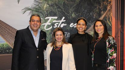 Pedro Castelan, director de la Oficina de Convenciones y Visitantes de Ixtapa Zihuatanejo; Esperanza Tellez, gerente comercial Colombia-Ecuador de Aeroméxico; Eugenia Berber, gerente de&nbsp; Promoción Ixtapa Zihuatanejo;&nbsp;Tatiana Cuevas, ejecutiva de Ventas de Aeroméxico.