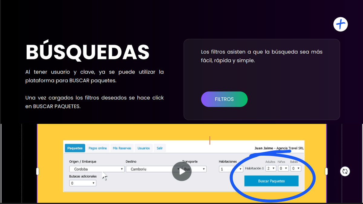 El sistema Travelaway+ permite buscar programas del inventario del turoperador de manera rápida y fácil.