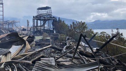 Así quedó el centro turístico Quelén, Región del Biobío, luego del ataque incendiario de 2018.&nbsp; 