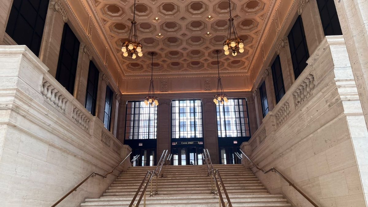Union Station, estación de trenes de Chicago, donde se filmó la dramática escena de la carreola en Los Intocables. 