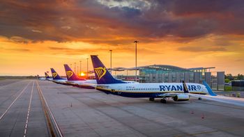 Flota de algunos aviones de Ryanair.