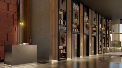 Render del lobby del NH Iquique Pacífico, a inaugurarse en el norte de Chile en agosto venidero.