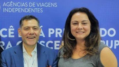 Marcelo Capdevila y Claudia Bagna durante la presentación de Grupo GEA en la WTM Latin America