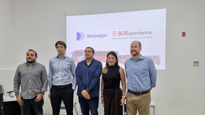 Directivos de la unidad de negocios de Grupo Despegar, BD Experiencie, al anunciar las novedades de la compañía.