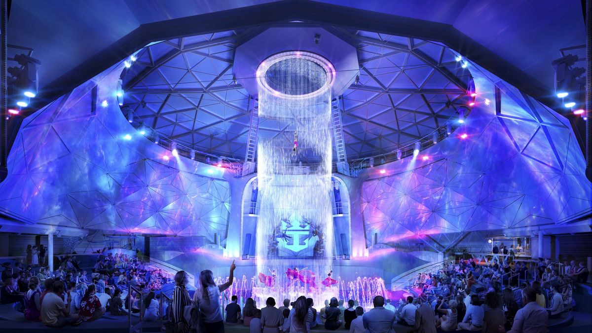 Recreación del AquaDome en Star of the Seas, el nuevo barco de Royal Caribbean. 