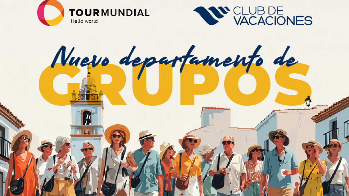 Cartel de la nueva división especializada en viajes en grupo impulsada por Tourmundial y Club de Vacaciones