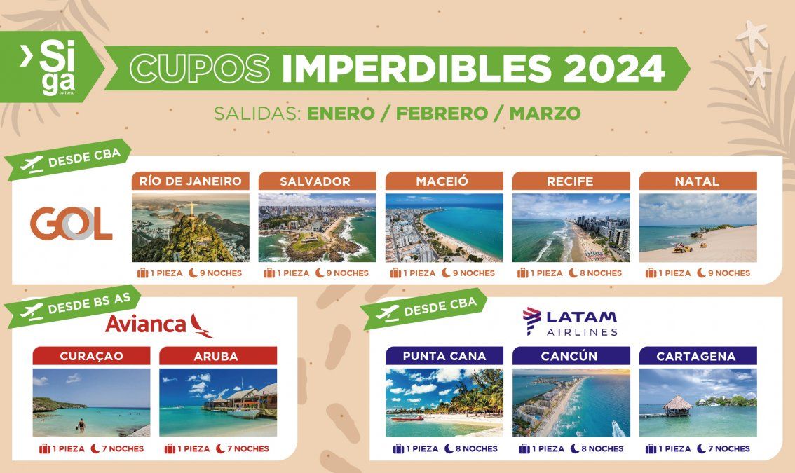 Siga Turismo ya dispone de cupos para la próxima temporada alta.