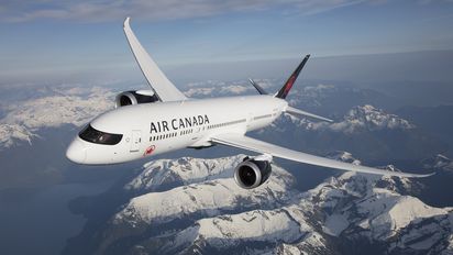 Air Canada opera las rutas de largo alcance con modernas aeronaves Boeing B-787-9.