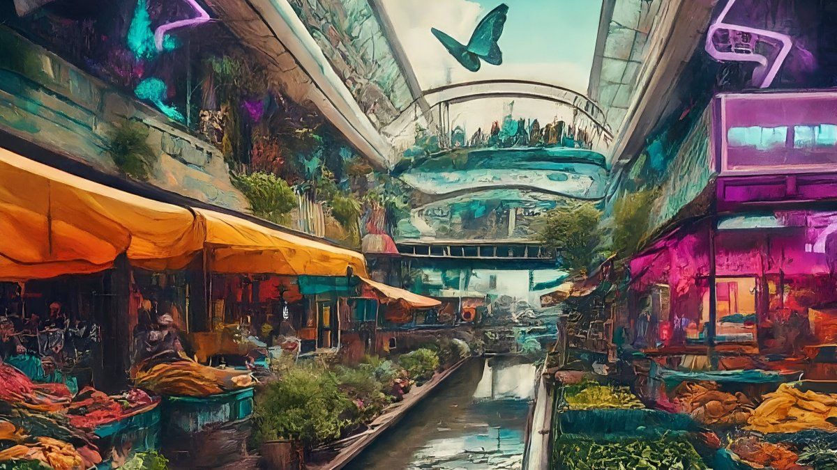 Tigre: la imagen realizada por Gemini AI aparenta ser muy literal al mostrarnos un Puerto de Frutos con carteles luminosos, veredas hechas de agua y puentes por los que cruzar de un lado al otro. Tigre: la imagen realizada por Gemini AI aparenta ser muy literal al mostrarnos un Puerto de Frutos con carteles luminosos, veredas hechas de agua y puentes por los que cruzar de un lado al otro.