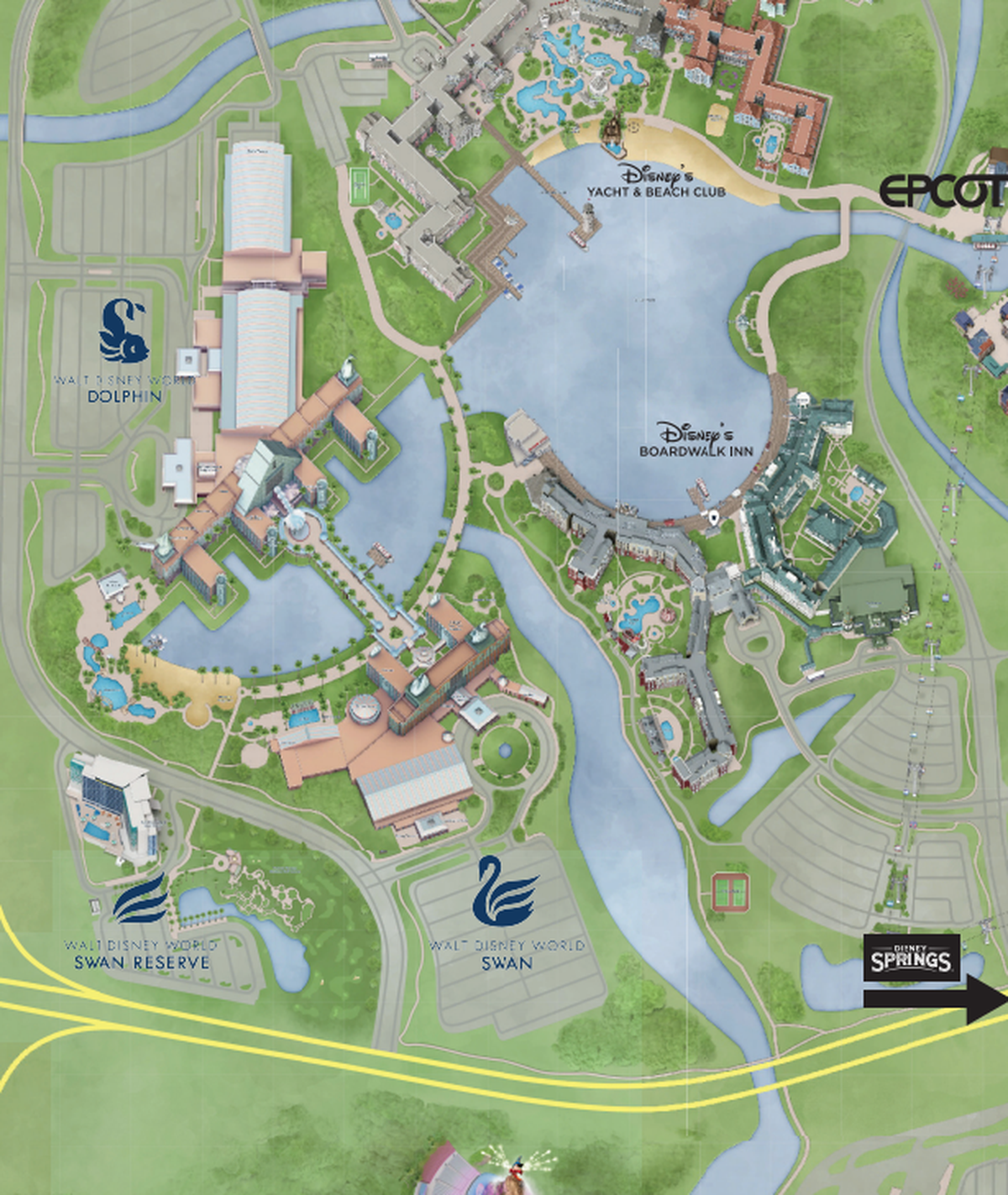 Walt Disney World Swan and Dolphin se encuentra en el corazón de Walt Disney World Resort.