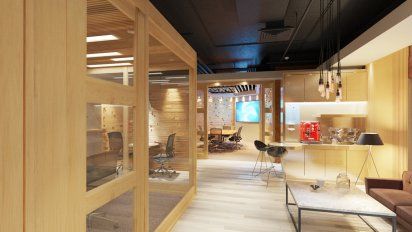 El confortable espacio de coworking Madero del Sheraton Buenos Aires Hotel.