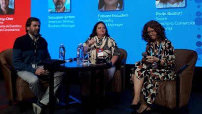 Sebastián Gorbea,&nbsp;Fabiane Escudero y Paola Biattuti, disertaron sobre el desembarco del NDC en los viajes de negocios.