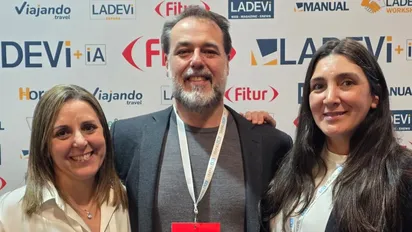 Silvina Volonté, Gustavo Sánchez y María Cecilia Rivarola durante la participación de TKT.Travel en Fitur.