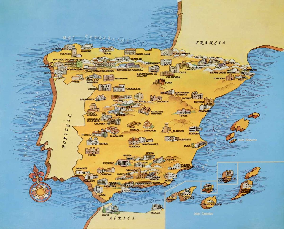 Mapa con los Paradores repartidos en toda Espana
