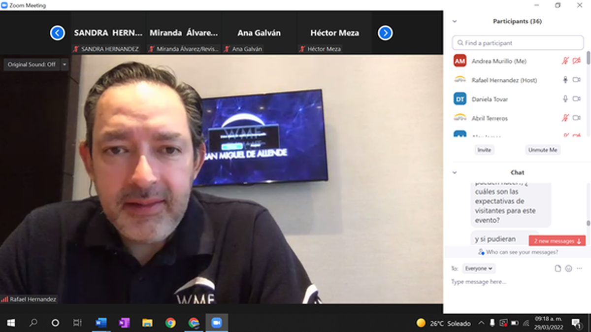 Referentes de la industria MICE se dan cita en una nueva edición de World Meetings Forum, que se celebrará del 4 al 7 de abril en San Miguel de Allende, explicó Rafael Hernández, presidente del WMF.