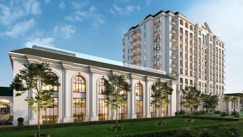 Render del proyecto de Hilton en Georgetown, Guyana.