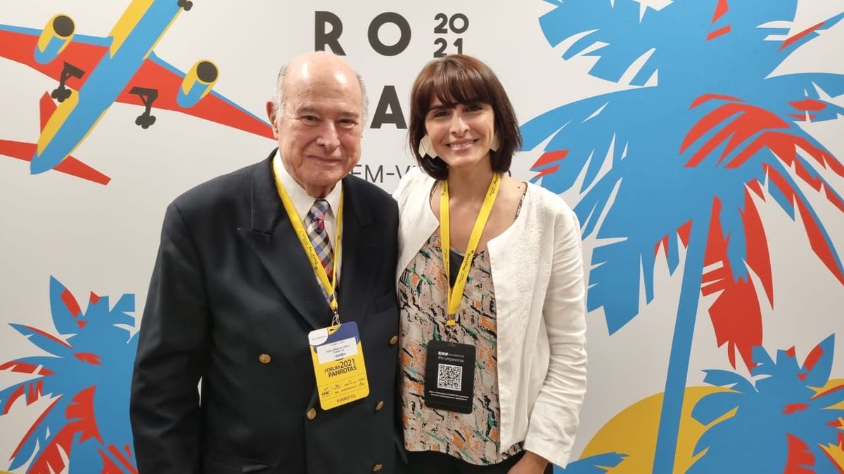 Guillermo Alcorta, presidente de Panrotas, y Natalia Pisoni, coordinadora de Inprotur para el mercado de Brasil.
