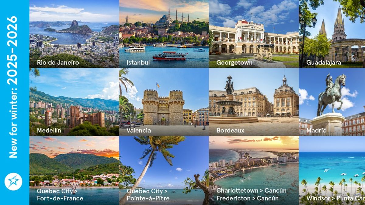  Air Transat también ofrecerá vuelos desde Quebec, Windsor, Fredericton y Charlottetown hacia puntos turísticos como Cancún, Punta Cana, Fort-de-France y Pointe-à-Pitre.