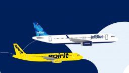 Imagen artística de la fusión de JetBlue con Spirit Airlines.